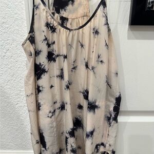 Rebecca Taylor Navy and Cream Tie-Dye Tank Top